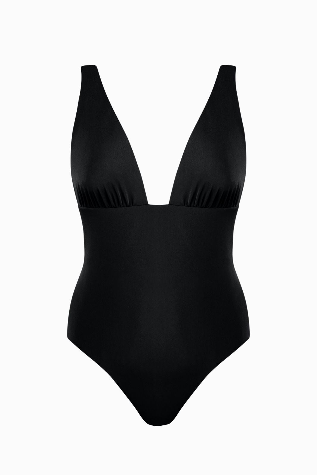 Stipanska V-Neck One-Piece Swimsuit Black