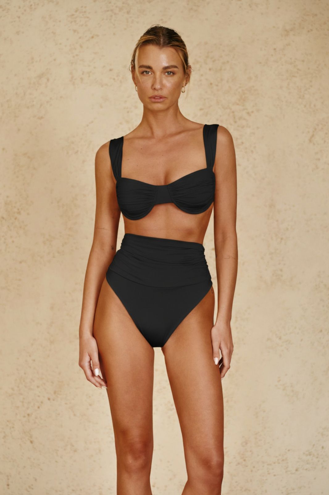 Monsena High-Waist Bikini Bottom Black