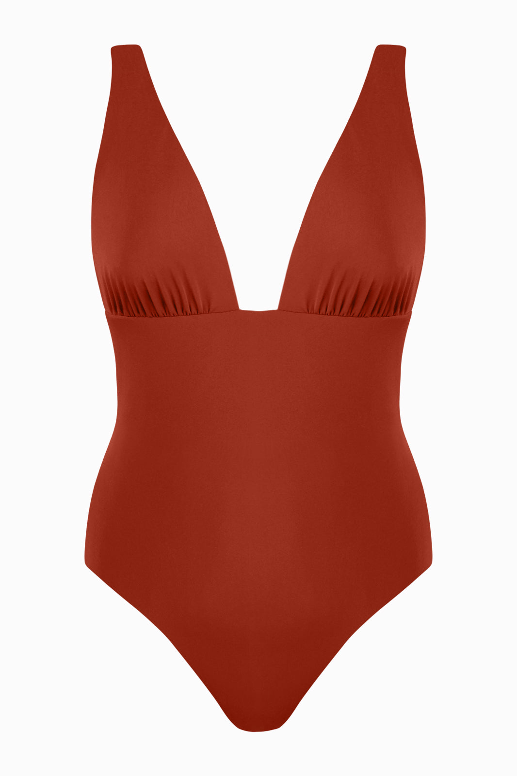 Stipanska V-Neck One-Piece Swimsuit Red