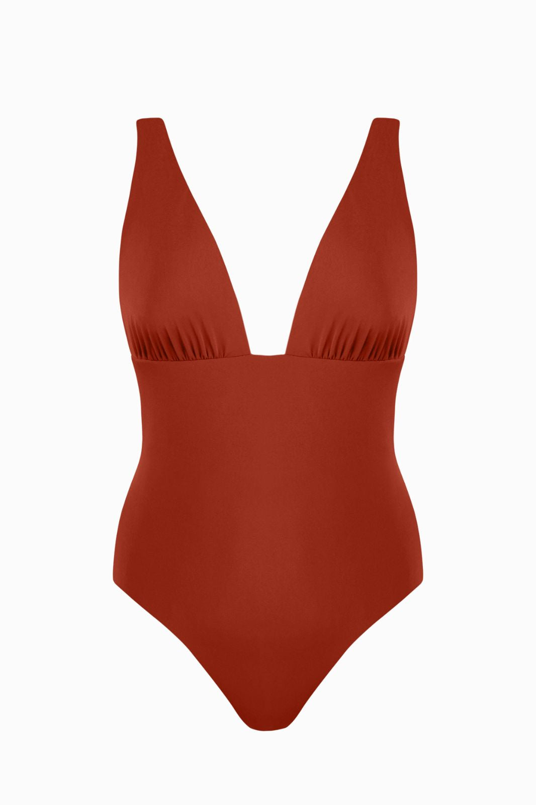 Stipanska V-Neck One-Piece Swimsuit Red